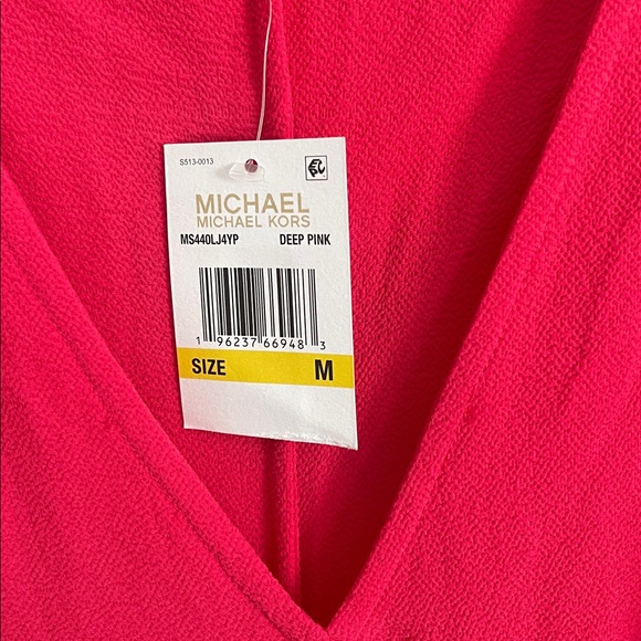 Michael Kors Vibrant Pink V-Neck Blouse - Picture 3 of 4